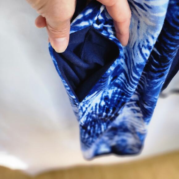 Lands End Women's Blue Tie Dye Open Front Long Sleeve Cardigan Sweater M/Tall - Picture 9 of 14